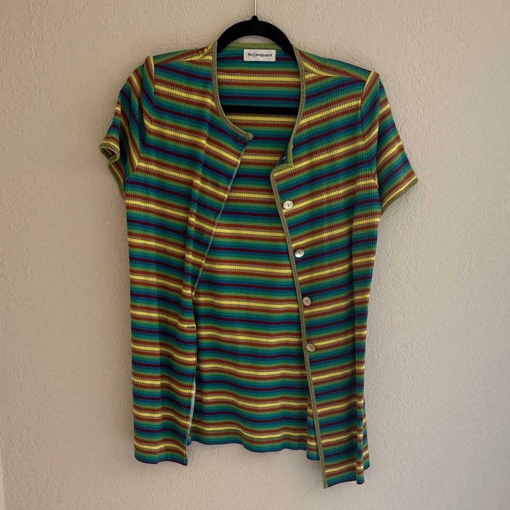 Yves Saint Laurent Multicolor Striped Cardigan
